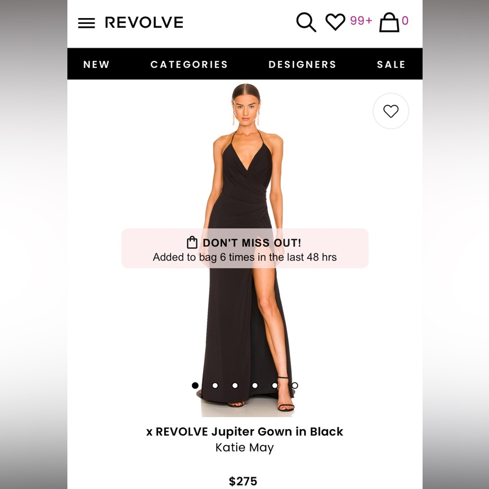 Katie May Medium Black Halter Slit Dress Jupiter Gown - Picture 3 of 5